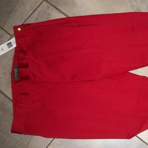 Ralph Lauren Red Brushed Cotton Slacks Pants 14 P